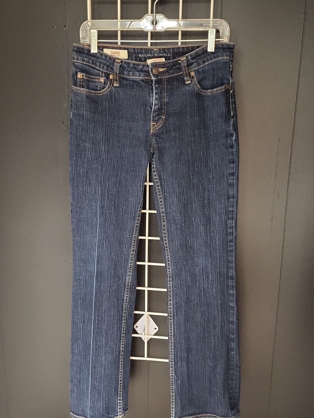 Banana Republic Straight Leg Dark Blue Jeans, Size 8
